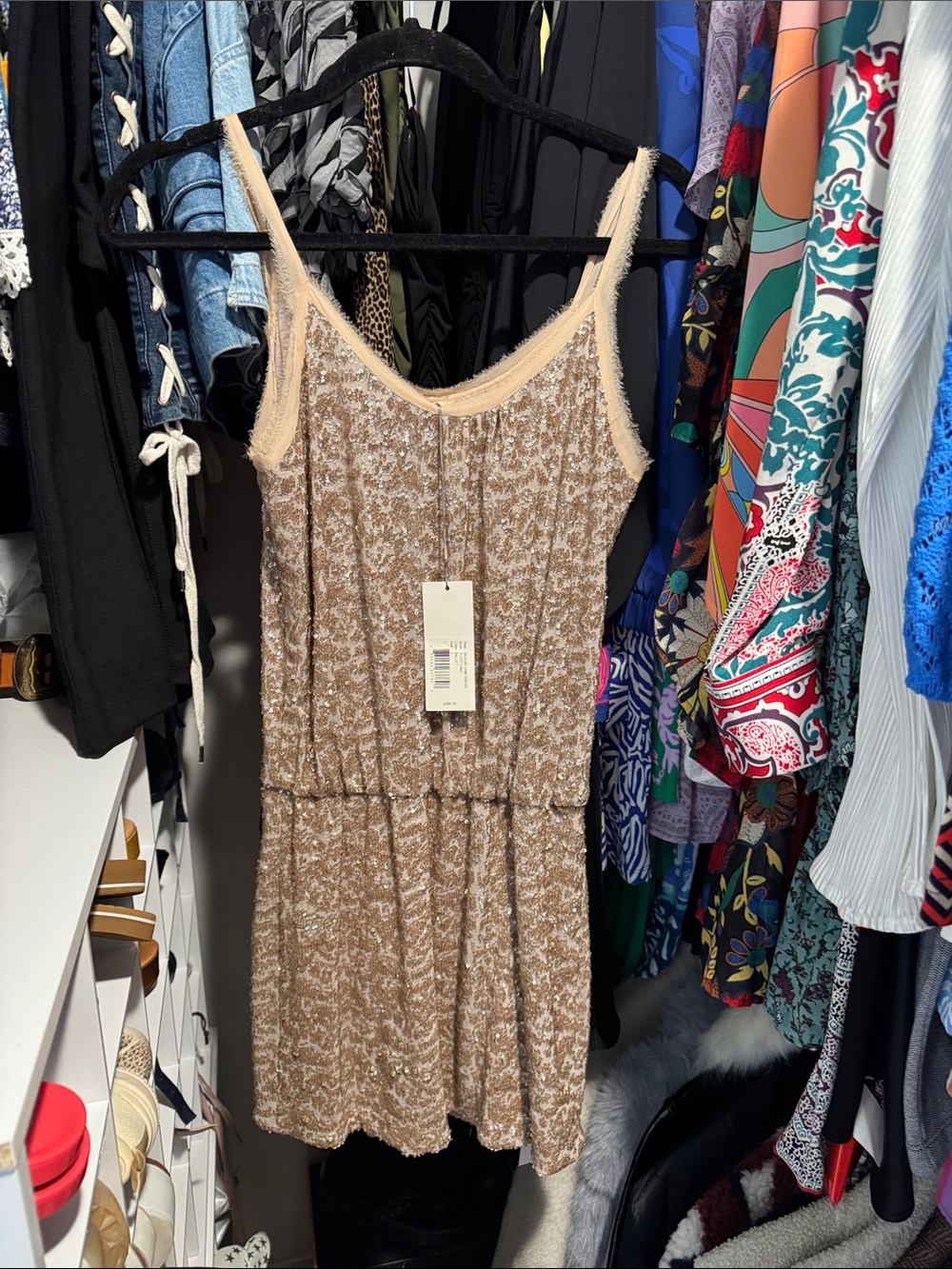Rebecca Taylor Sequin Gold Mini Dress